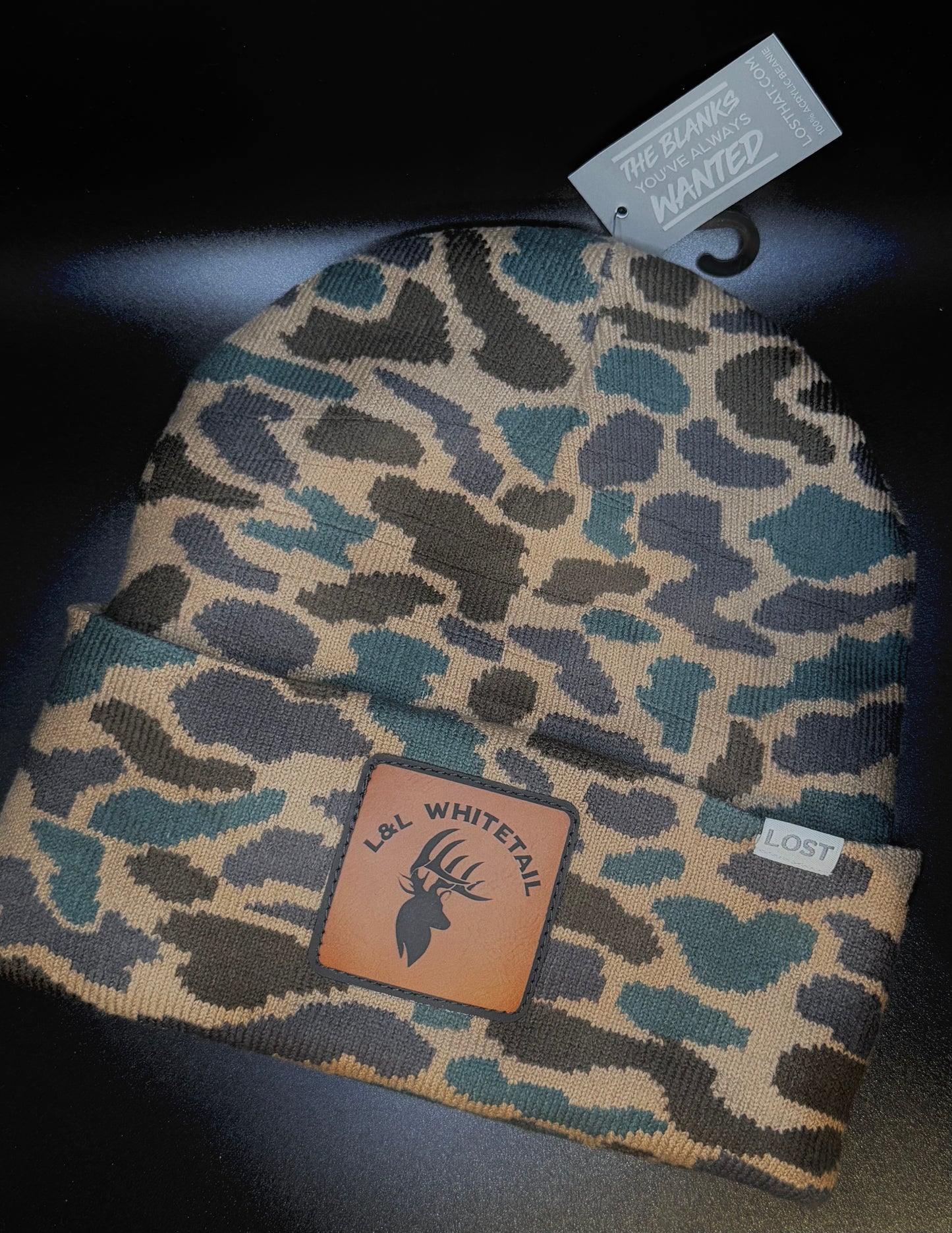 L&L Whitetail Leather Patch Logo Beanie - LOST Old's Cool DELTA Colorway