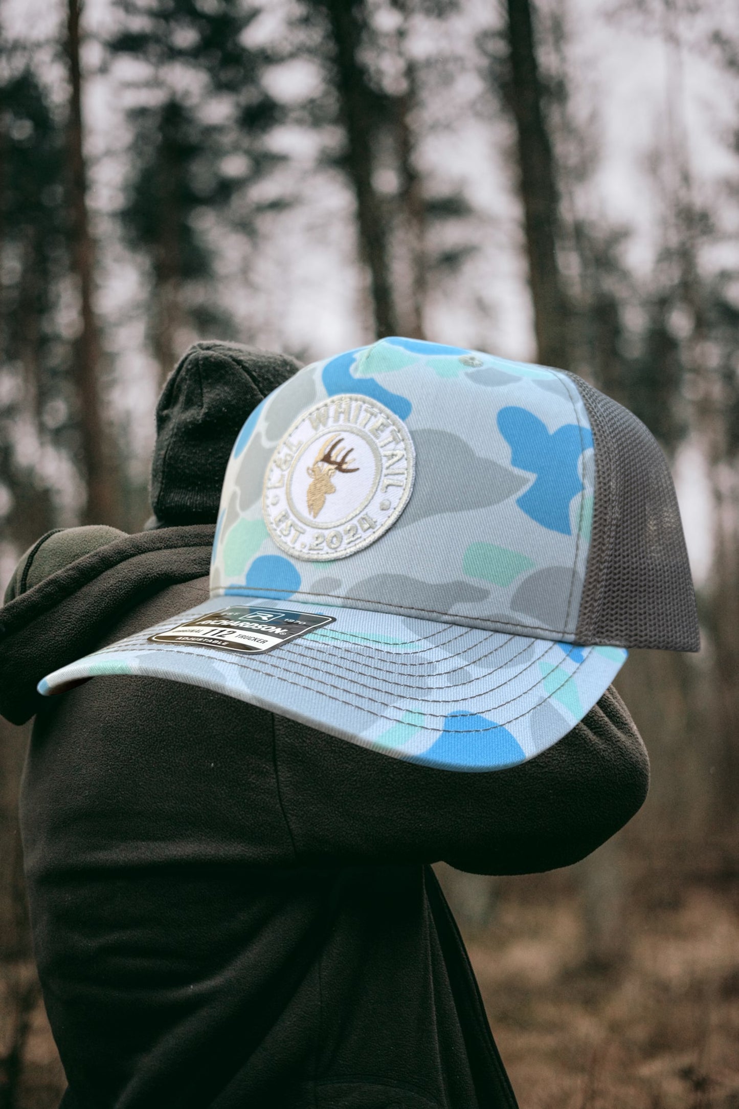 L&L Whitetail Embroidery Patch Logo Hat - Richardson 112PFP - Saltwater Camo