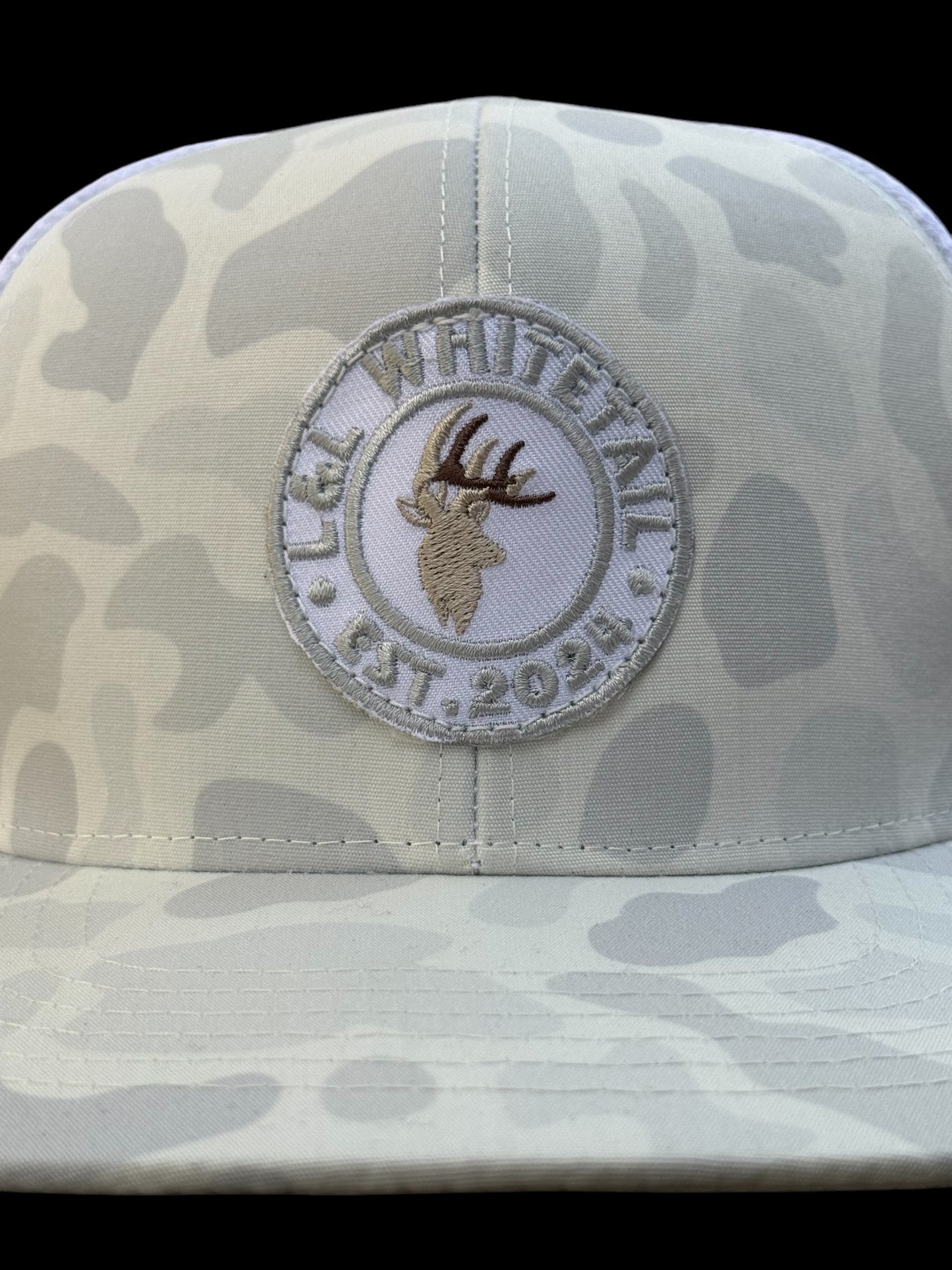 L&L Whitetail Embroidery Patch Logo Hat - LOST Slate - White Camo