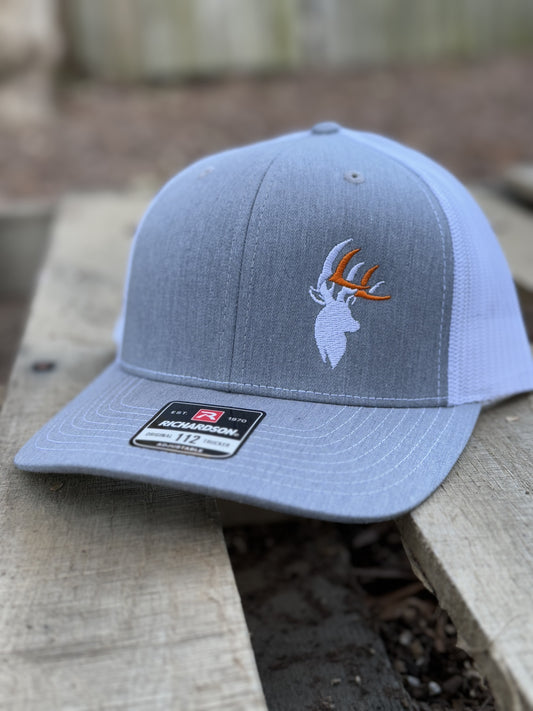 L&L Whitetail Logo Hat - Richardson 112 - Heather Gray/White Colorway