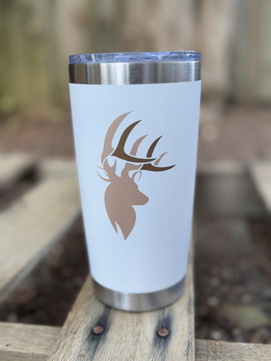 L&L Whitetail Stainless Steel Tumbler (20 oz. - WHITE)