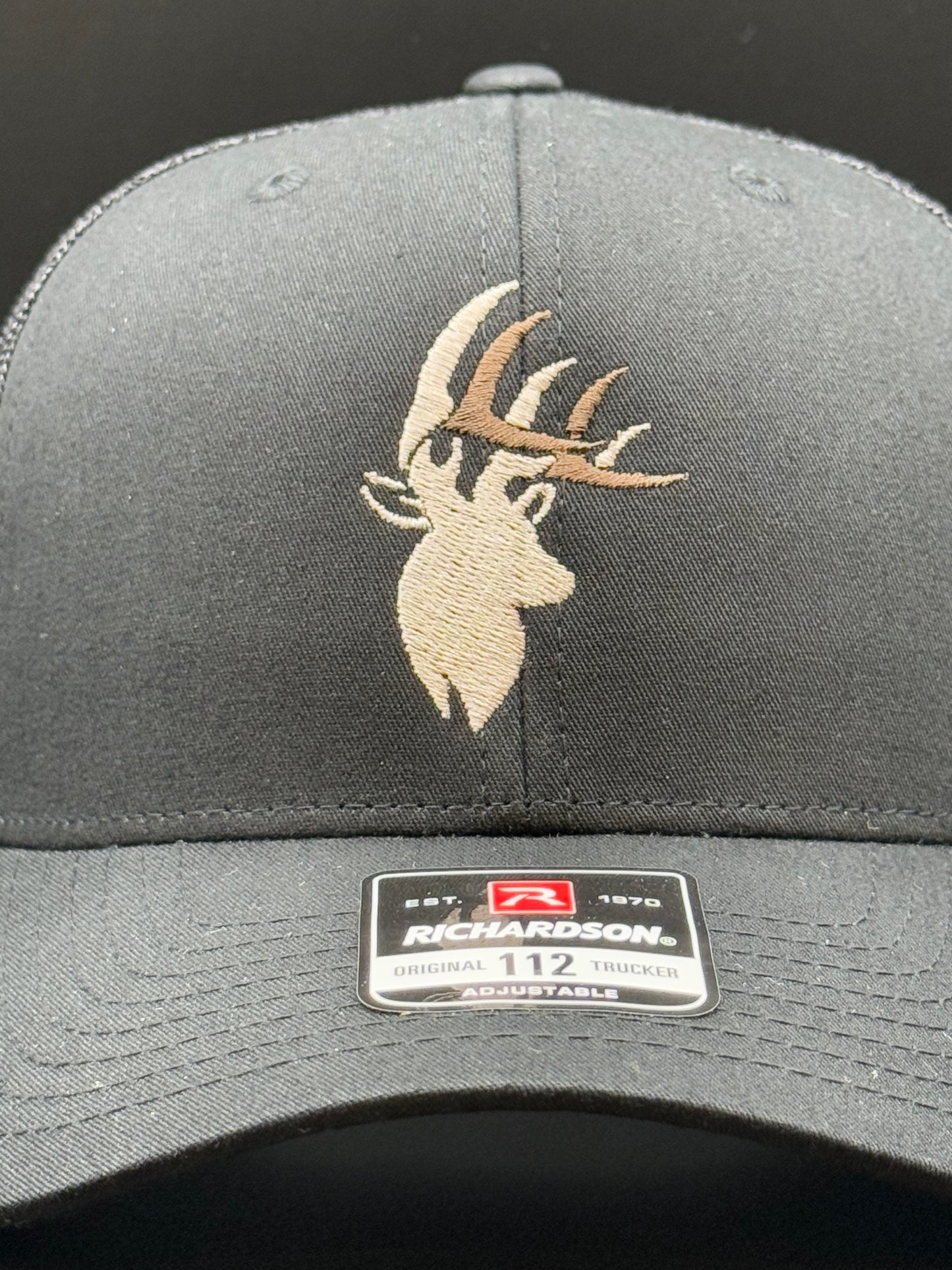 L&L Whitetail Logo Hat - Richardson 112 - Black Colorway