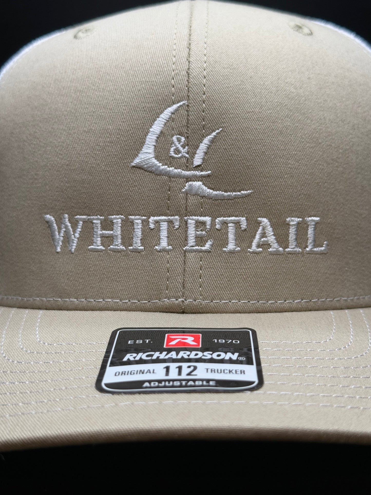 L&L Whitetail Logo Hat - Richardson 112 - Khaki/White Colorway